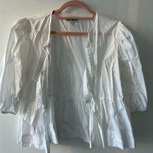 Ganni White Bow Detail Blouse